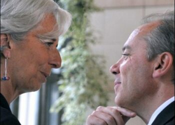 Stéphane Richard (R), Ms. Lagarde’s former chief of staff and currently the chief executive of Orange, has been placed under investigation on suspicion of organized fraud. Photo: AFP