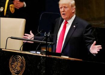 U.S. President Donald Trump addressing the General Debate of the 73rd session of the United Nations General Assembly at the UN Headquarters in New York, on September 25, 2018. Photo: Reuters