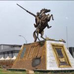 Saladin on horse, an old monument in Tikrit, Iraq