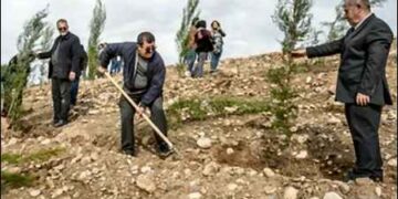 Turkey officials planting trees in Erbil, Iraqi Kurdistan