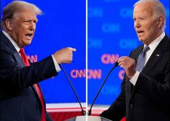Republican presidential candidate former President Donald Trump (L), and President Joe Biden during a presidential debate hosted by CNN, June 27, 2024, in Atlanta. Photo: AP