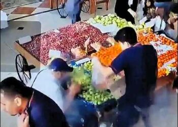 A man's bag who has white shirt explodes in a supermarket in Beirut, Lebanon September 17, 2024. Israel's Mossad spy agency planted explosives inside 5,000 pagers imported by Lebanese Shiite group Hezbollah