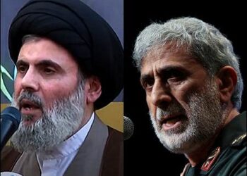 Hashem Safieddine (L), the potential successor to slain Hezbollah leader Sayyed Hassan Nasrallah, and Iran's Quds Force commander Esmail Qaani, 2022. Photo: iKurd.net/SM/YT video/WANA via Reuters