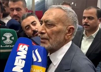 Iraq’s newly elected Speaker of Parliament, Mahmoud al-Mashhadani, addresses the media following his election, Baghdad, Iraq, October 31, 2024. Photo: Screengrab/One Nees TV/YT
