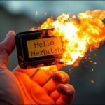Page explode fire hand Hezbollah