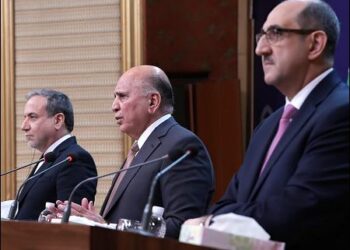 Fuad Hussein with Bassam Sabbagh and Abbas Araghchi