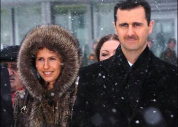 Syrian president Bashar al-Assad with his wife Asma Assad in Moscow, Russia