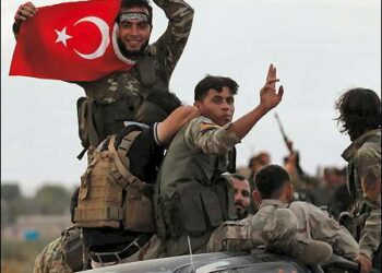 Turkey-backed Syrian radical Islamic mercenary fighters, northern Syria, 2019. Photo: Reuters
