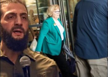 A delegation of US diplomats, including US Assistant Secretary of State for Near Eastern Affairs Barbara Leaf (centre), leaves a hotel in Damascus, Syria, December 20 2024. Syria's Islamist ruler Abu Mohammad al-Golani (left), the head of Hayat Tahrir al-Sham (HTS), the former leader of al-Nusra Front affiliated to al-Qaeda. Photo: AP/EPA/iKurd.net