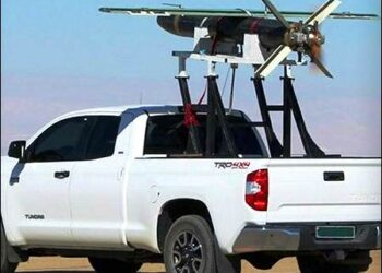 Iranian Meraj-532. It is one of a family of models of suicide kamikaze drones, of which smaller versions seen in Iraq since 2021. Photo: Tansim/tasnimnews.com