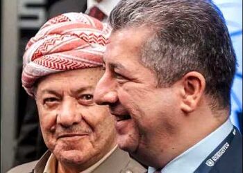 Massoud Barzani (left), tribal leader and KDP party president, alongside his son, Masrour Barzani, the Prime Minister of Iraqi Kurdistan region, November 22, 2024. Photo: Barzani's office/iKurd.net
