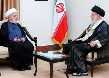 Iran's supreme leader Ayatollah Ali Khamenei (right) with Hezbollah leader Naim Qassem, Tehran, Iran, July 30, 2024. Photo: cc/Khamenei.ir