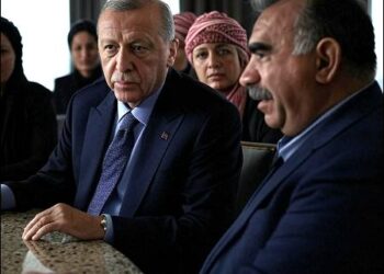 Illustrative image: Turkish President Recep Tayyip Erdogan (left) with jailed Kurdish leader and PKK founder Abdullah Ocalan (right). Photo: iKurd.net/AI