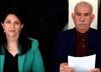Turkey's Kurdish DEM party lawmaker Pervin Buldan with jailed Kurdish PKK leader Abdullah Ocalan, February 2025. Photo: DEM party/sm