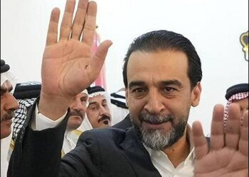 Former Iraqi parliament speaker and leader of the Taqadom party Mohammed al-Halbousi, April 2025.   Photo: Halbousi's Press Office