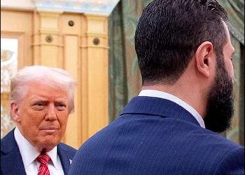 U.S. President Donald Trump with Syria’s interim president Ahmed al-Sharaa, also known as Abu Mohammed al-Golani, Riyadh, Saudi Arabia, May 14, 2025. Photo: Saudi Press Agency (SPA)