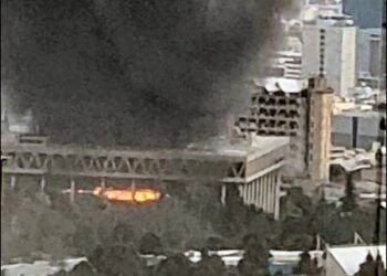 Israel hits Iranian state TV station while live on air, Tehran, Iran, June 16, 2025. Photo: Screengrab/video/X