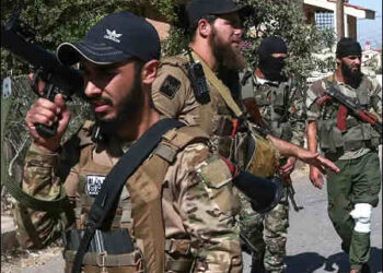 Syrian government Islamist forces in the Druze city of Sweida, Syria, July 2025. Photo: AFP