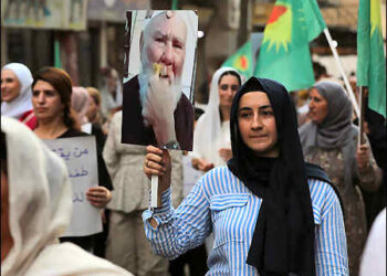 Syrian Kurds in Qamishlo, in Syrian Kurdistan (Rojava), show solidarity with the Druze community after Syrian government Islamist militias massacred hundreds of Druze civilians in Sweida, July 17, 2025. Photo