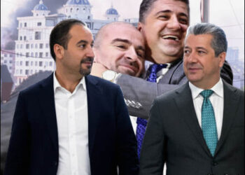 Composite image featuring Lahur Sheikh Jangi Talabani (back right), Bafel Talabani (back left), Azhin Amin (front left), and Masrour Barzani (front right), 2025. Photo: iKurd.net
