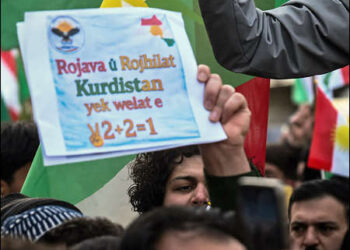 Iraqi Kurds protest in Erbil on Jan. 20, 2026, in support of Kurds in Syrian Kurdistan (Rojava) against attacks by the Syrian Islamist government and threats from Turkey. Photo: Rudaw