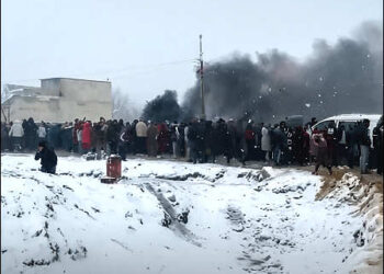Snow blankets the Kurdish city of Kobane as distant gunfire is heard, Aleppo, Syrian Kurdistan (Rojava), January 21, 2026. Photo: Video/X/via iKurd.net