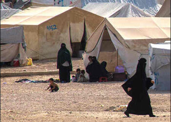 ISIS families at al-Hol camp, Hasaka, Syria, 2019. Photo: Creative Commons/VOA/via Wikimedia