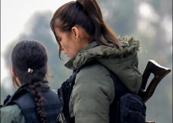 Kurdish YPG/YPJ female security members in Syrian Kurdistan (Rojava), January 2026. Photo: iKurd.net/Rudaw TV video