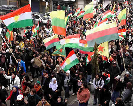 Thousands of Kurds rally in Syrian Kurdistan in show of solidarity