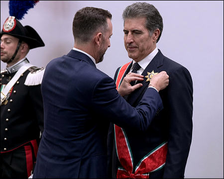 Italy grants Nechirvan Barzani its top honor, amid mockery