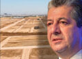 Composite image of Caretaker Prime Minister of the Iraqi Kurdistan Region, Masrour Barzani and land prepared for distribution, Erbil, Iraqi Kurdistan, 2026. Photo: iKurd.net/KRG