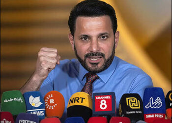 Shaswar Abdulwahid, head of the New Generation Movement (Cûłanewey Newey Nwê), Sulaimani, Iraqi Kurdistan, July 2026. Screengrab/NRT TV/via iKurd.net.