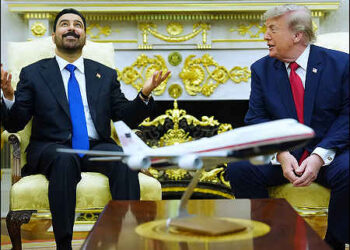 U.S. President Donald Trump meets with Iraq’s Prime Minister Ali al-Zaidi in the Oval Office of the White House, July 14, 2026, in Washington. Photo: AP