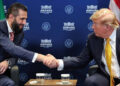 U.S. President Donald Trump shakes hands with Syrian President Ahmed al-Sharaa, also known by the name Abu Mohammed al-Golani, during a bilateral meeting alongside the NATO leaders summit at the Bestepe Presidential Compound in Ankara, Turkey, July 8, 2026. Photo: SANA