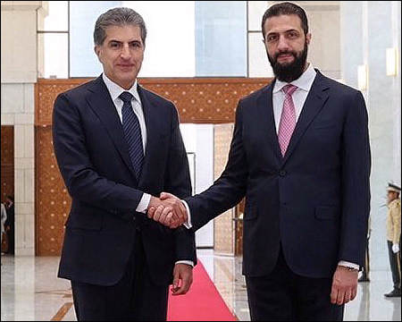 Nechirvan Barzani with Ahmed al Sharaa Golani Damascus Syria Aug 3, 2026