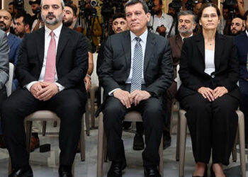 Mazloum Abdi with Elham Ahmed and Asaad al-Shaibani Aug 25, 2026