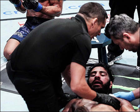 Kurdish-Finnish UFC fighter Namo Fazil is knocked out by Brazilian fighter Kaik Brito
