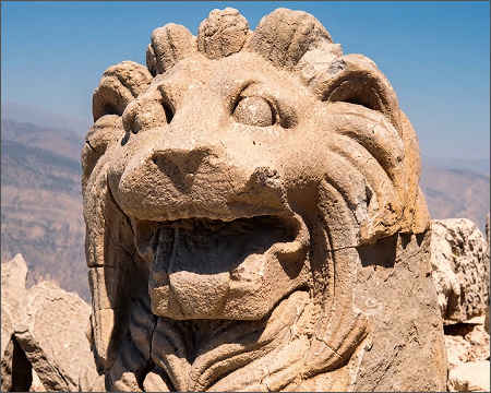 Guardian lion statue Mount Nemrut Turkey Kurdistan bakur Kurdistan