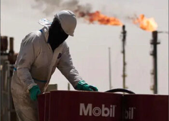 A worker at Zubair oil field near Basra, Iraq